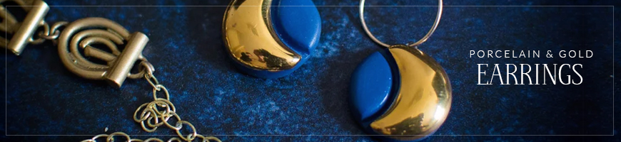 Porcelain and Gold Earrings