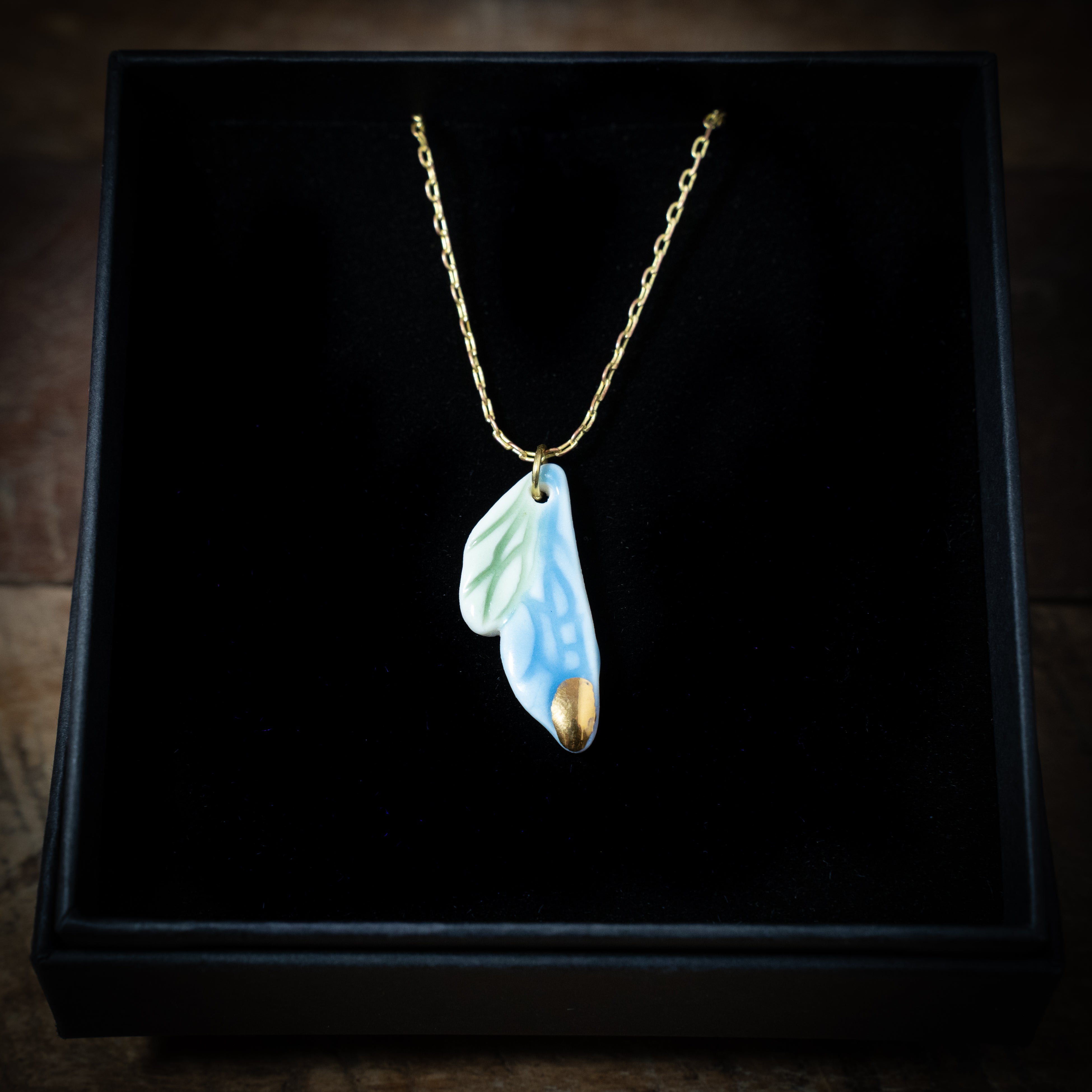 Celadon Dragonfly Wing Necklace