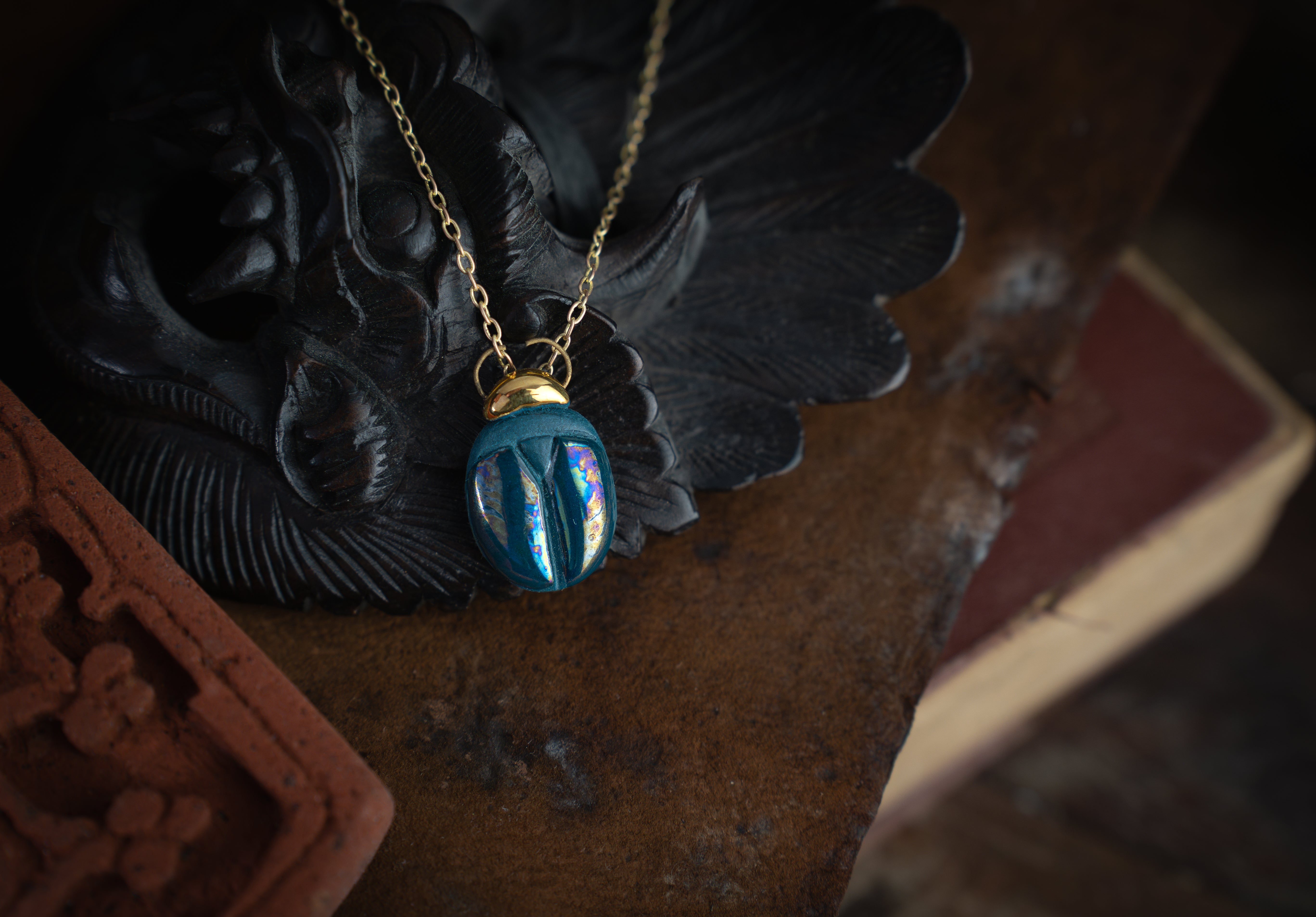 Scarab Beetle in Teal