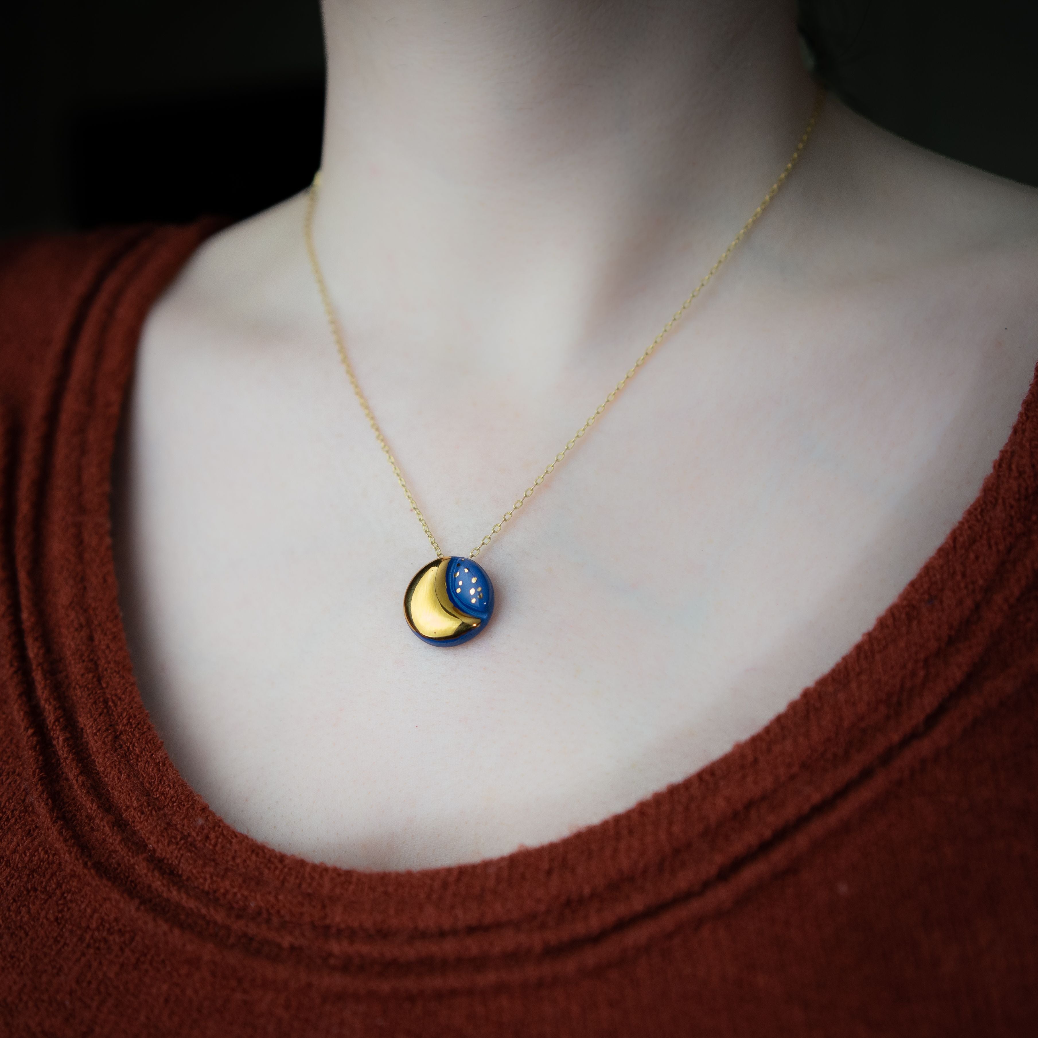 Phases of the Moon Necklace with Stars