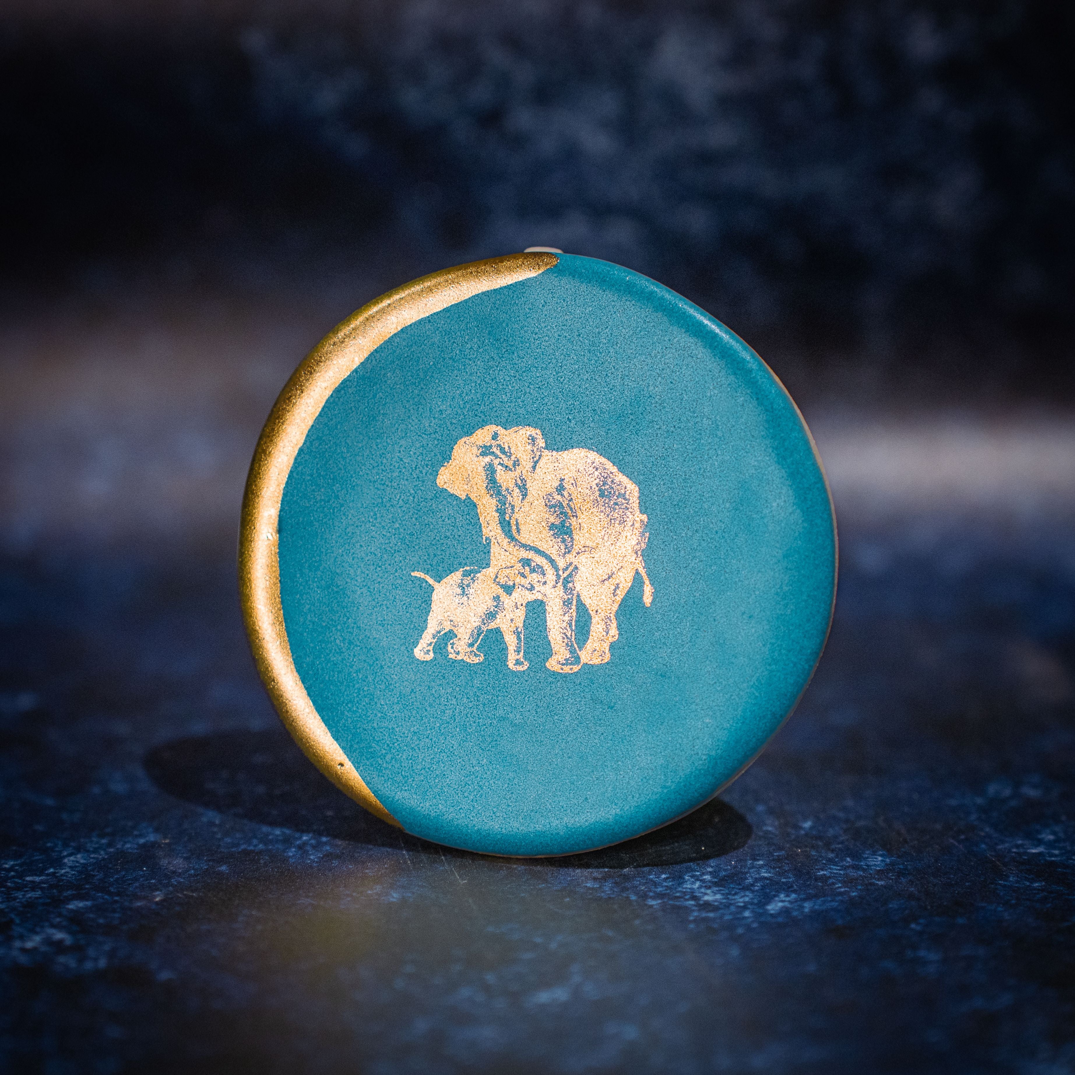 Mother's Day Elephant Ring Dish in Black/Mint/ Blue