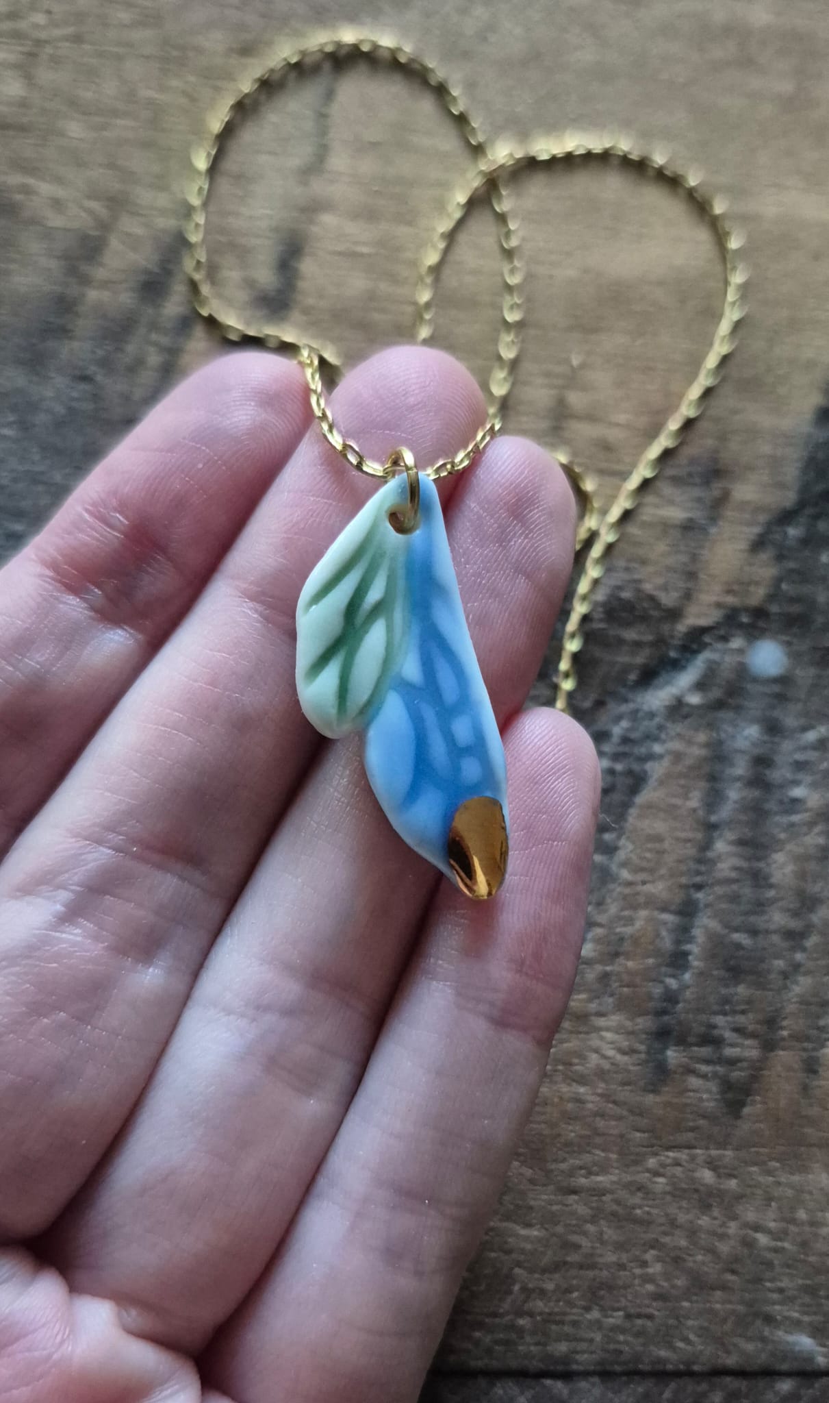 Celadon Dragonfly Wing Necklace