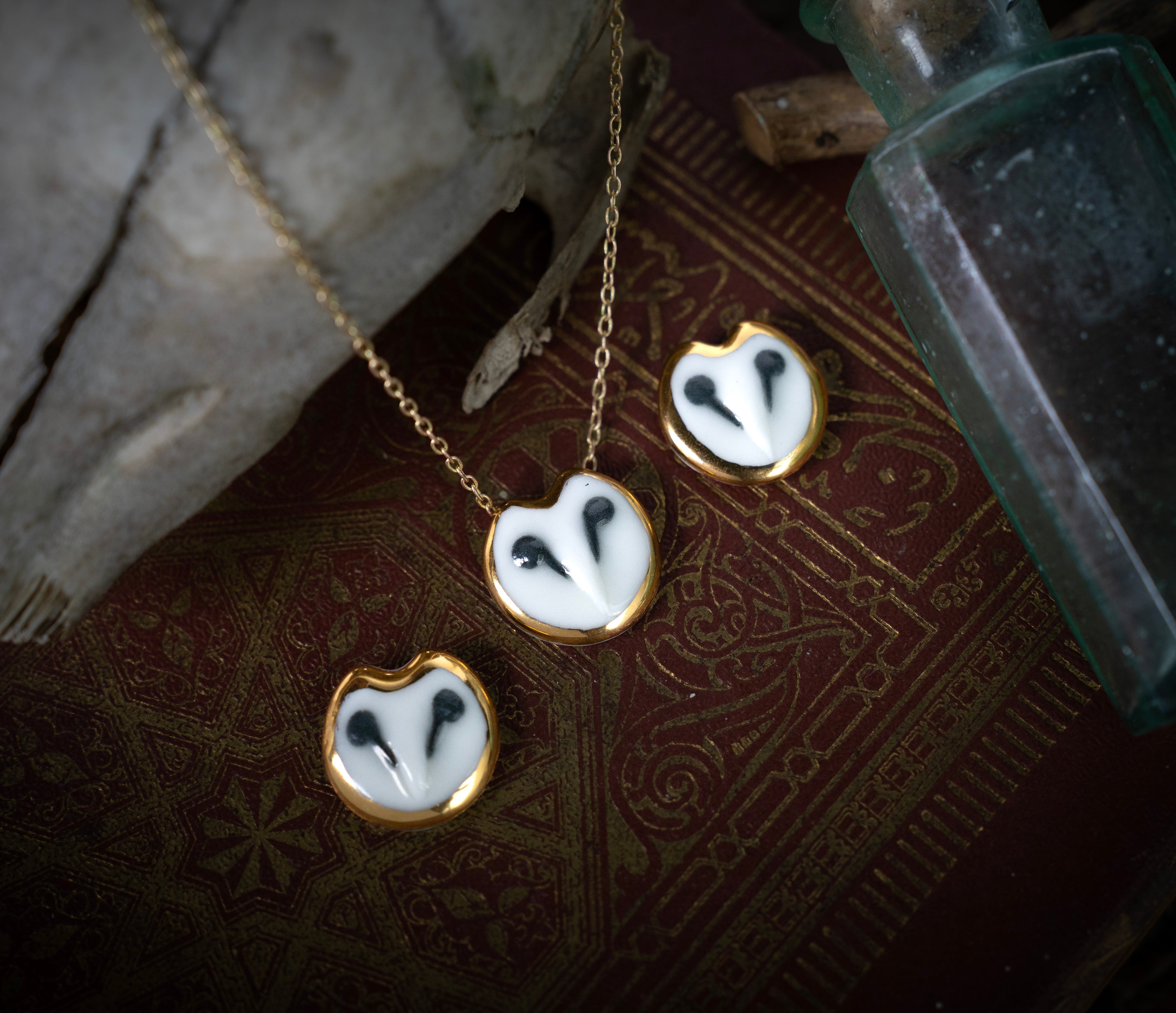 Barn Owl Porcelain Necklace