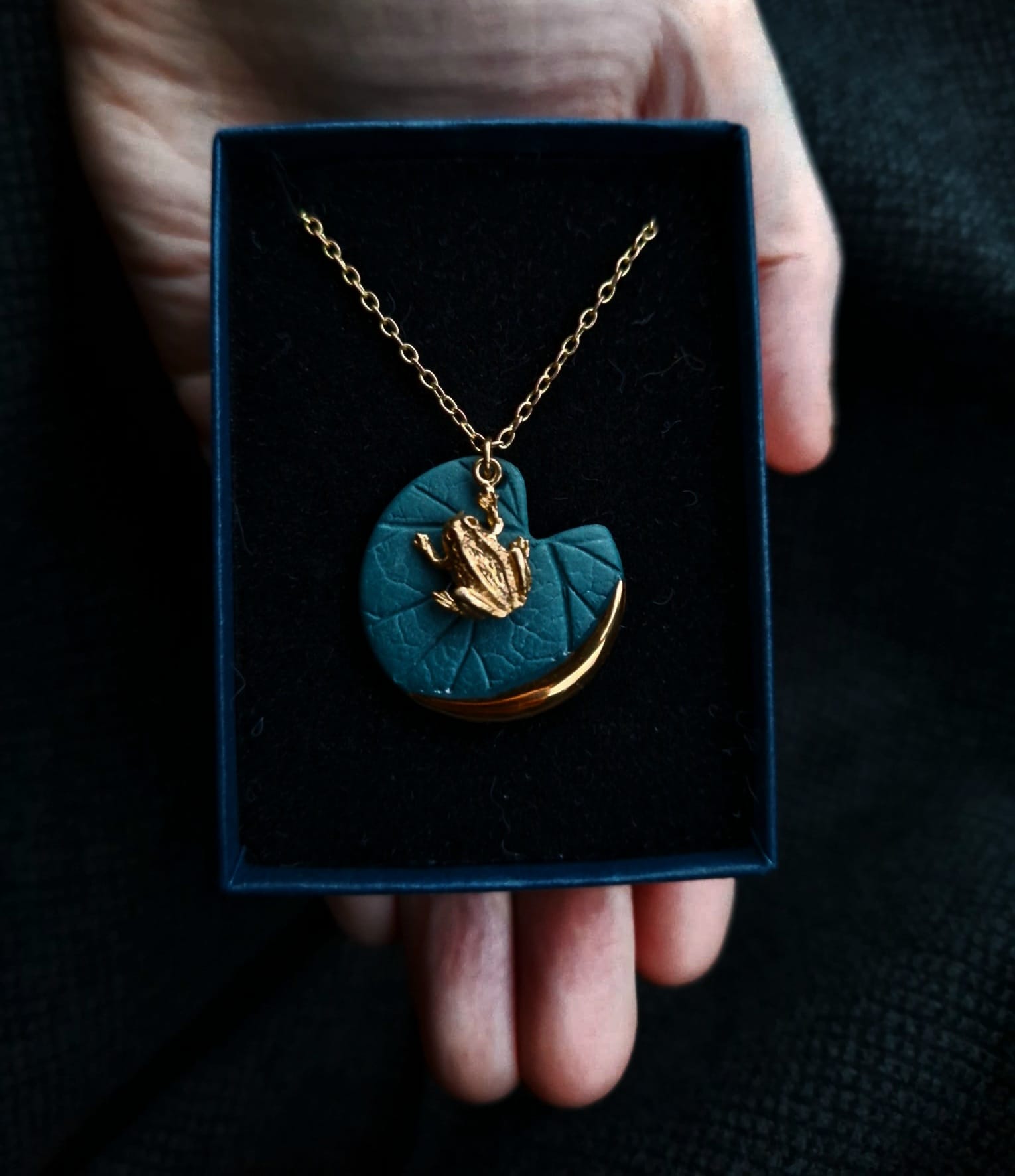 Frog Necklace in Glossy Jade