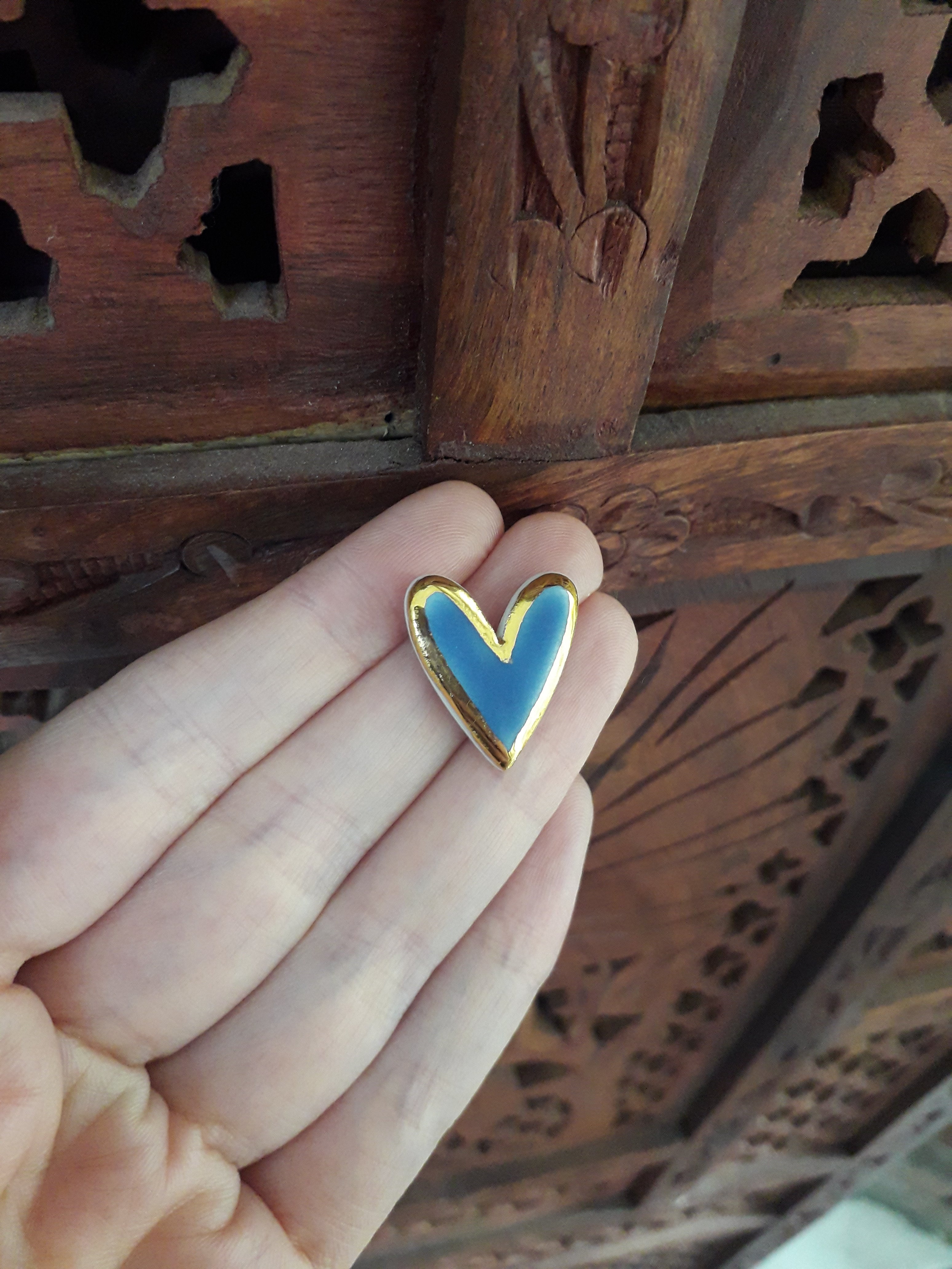 'Something Blue' - Wedgewood Blue and Gold Heart Necklace