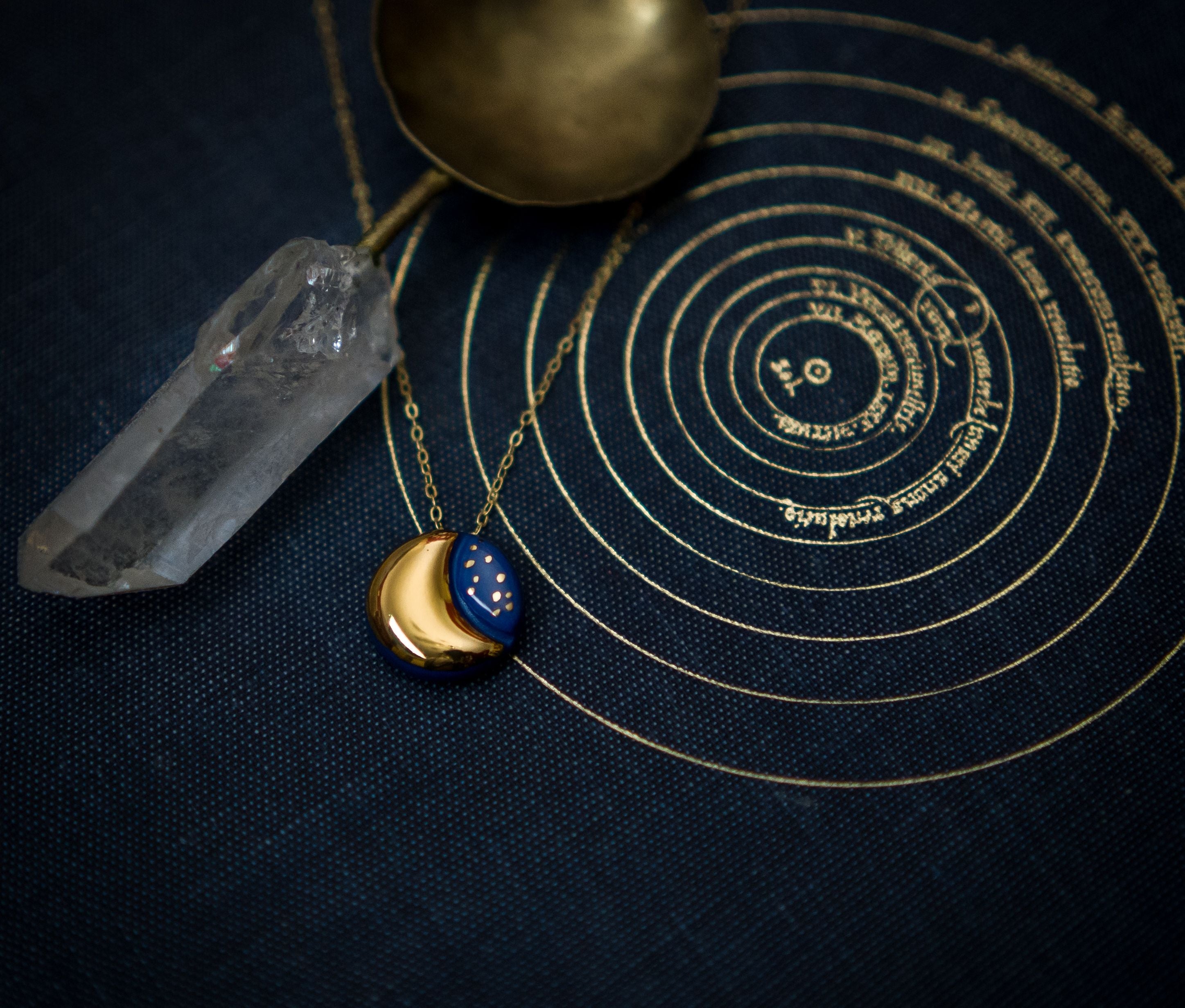 Phases of the Moon Necklace with Stars