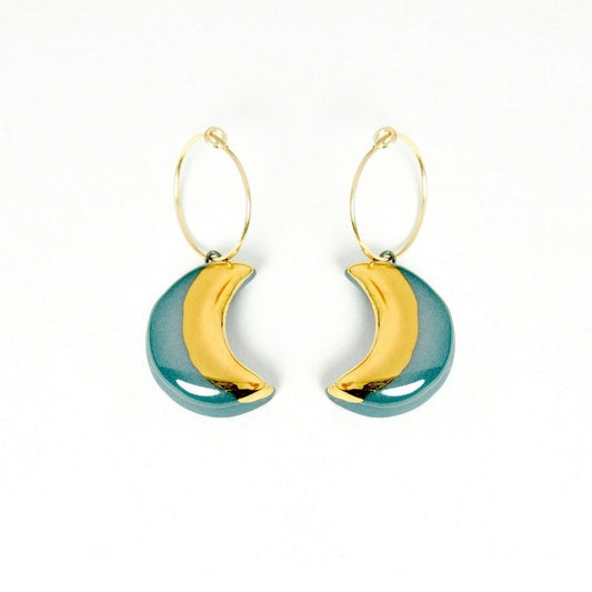Porcelain and Gold Earrings