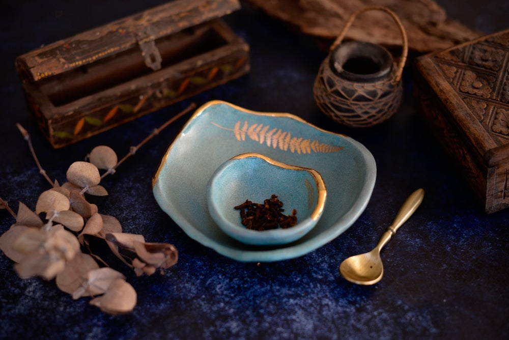 Large Fern Bowl in Lapis Lazuli Blue (MADE TO ORDER 2-3 WEEKS)