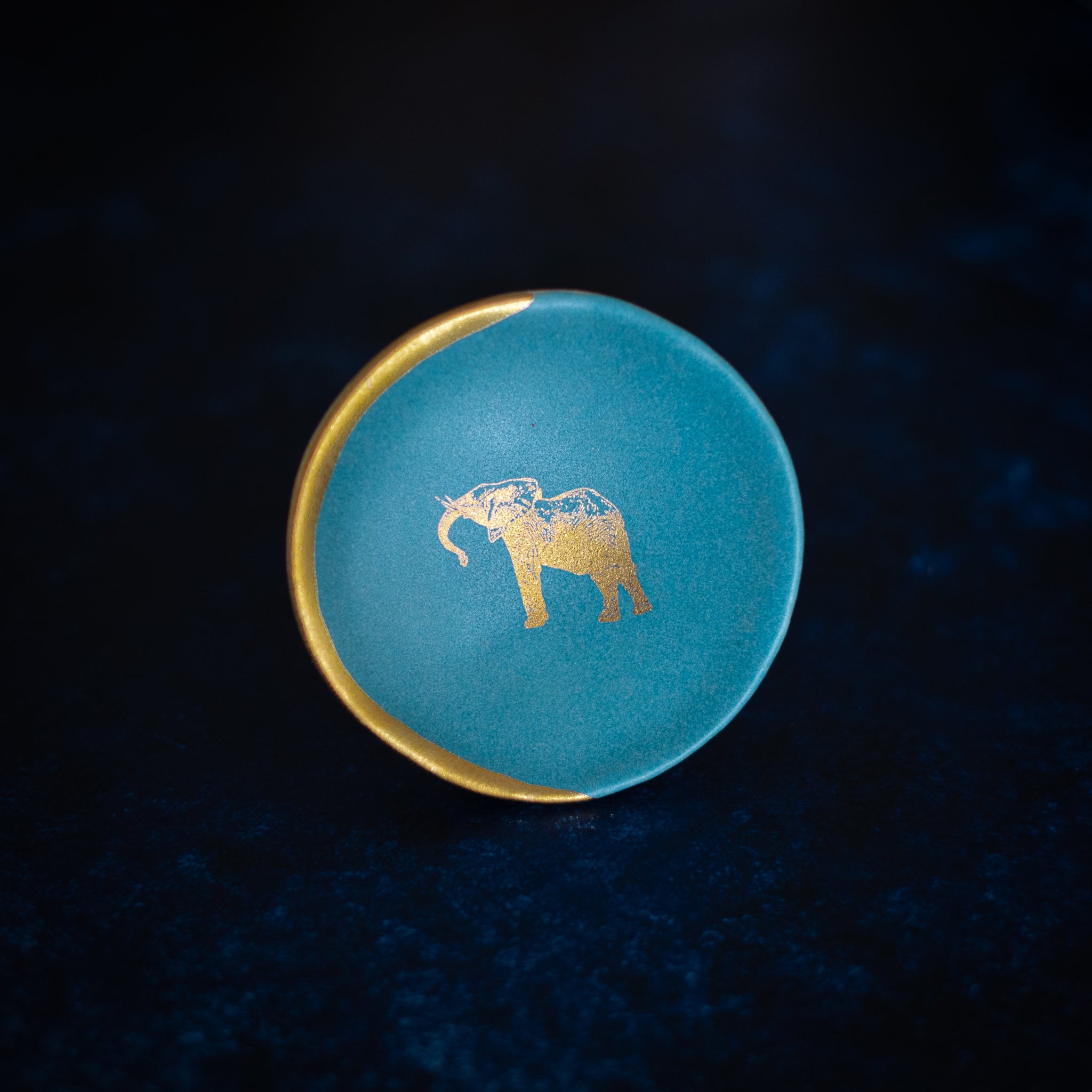 Ring Dish with Elephant (Teal)