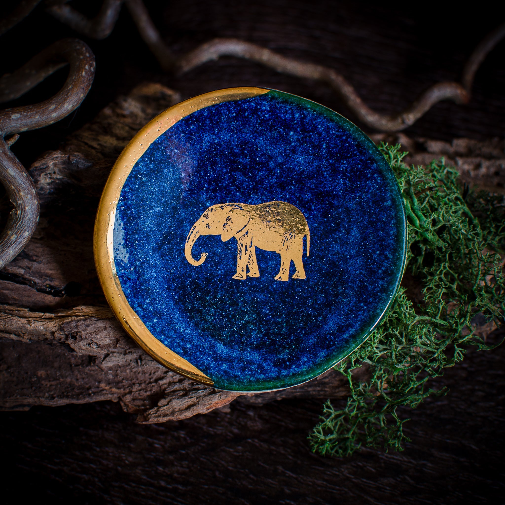 Ring Dish with Elephant in Mint
