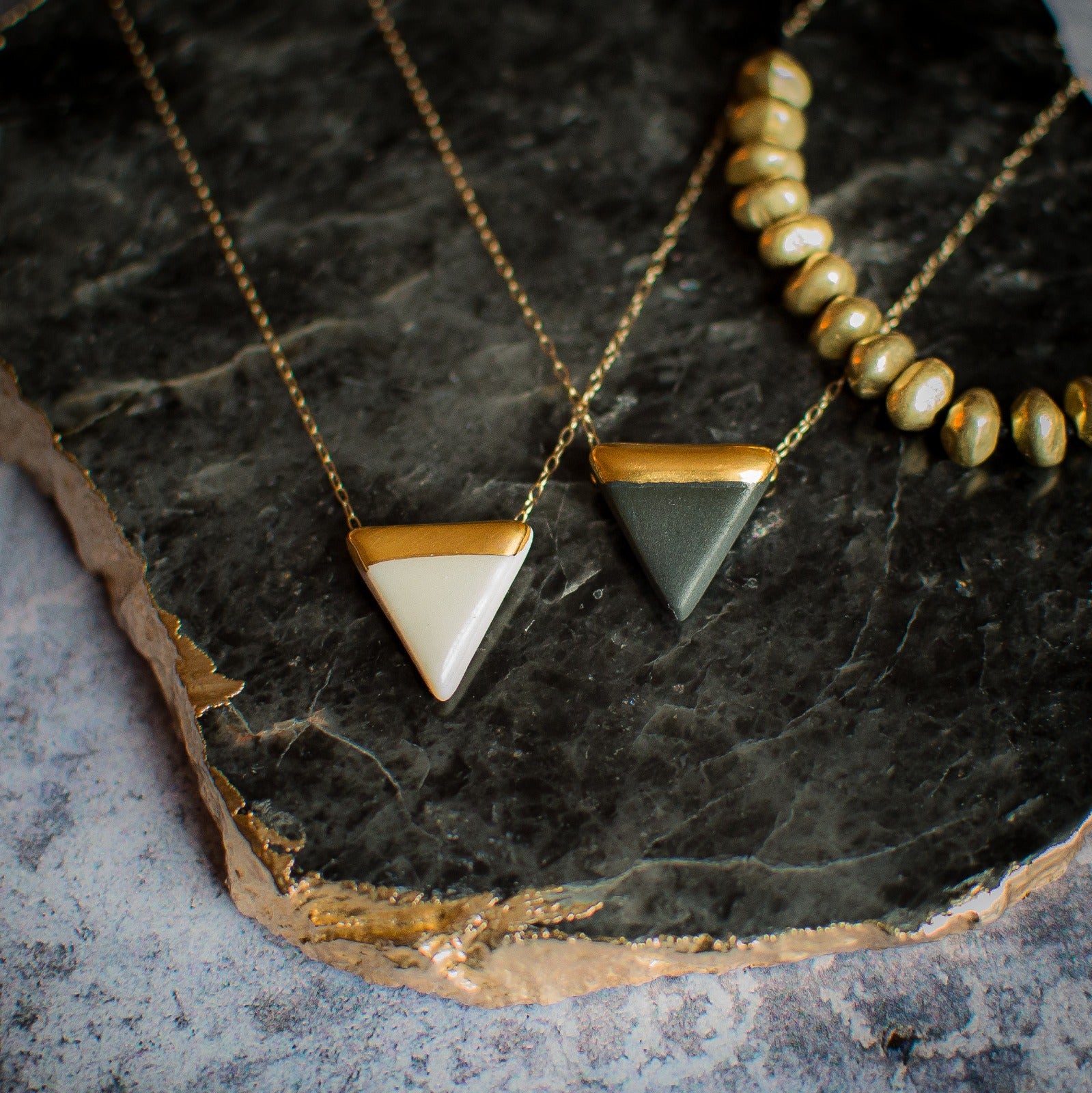 Porcelain Triangle and Gold Necklace (more colours)