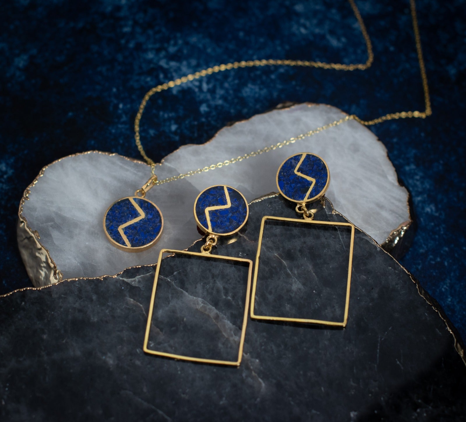 Zabul Statement Earring in Lapis Lazuli and Gold Vermeil