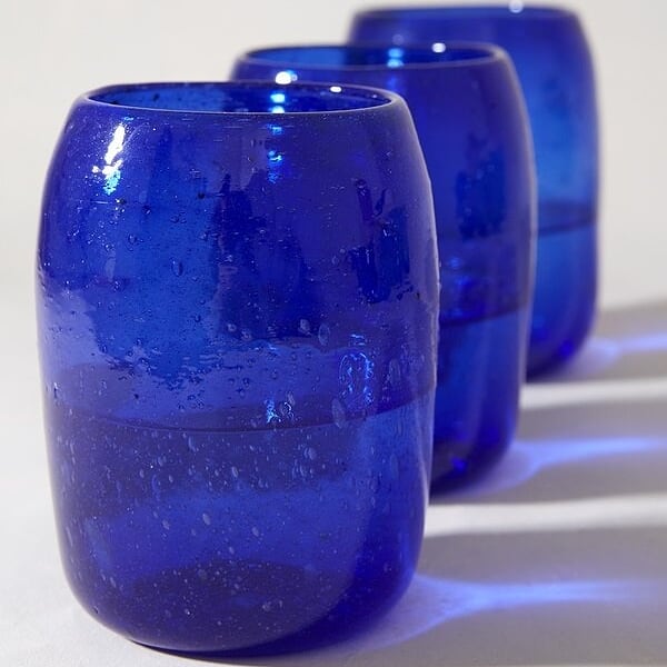Pair of Handblown Glassware from Herat in Dark Blue