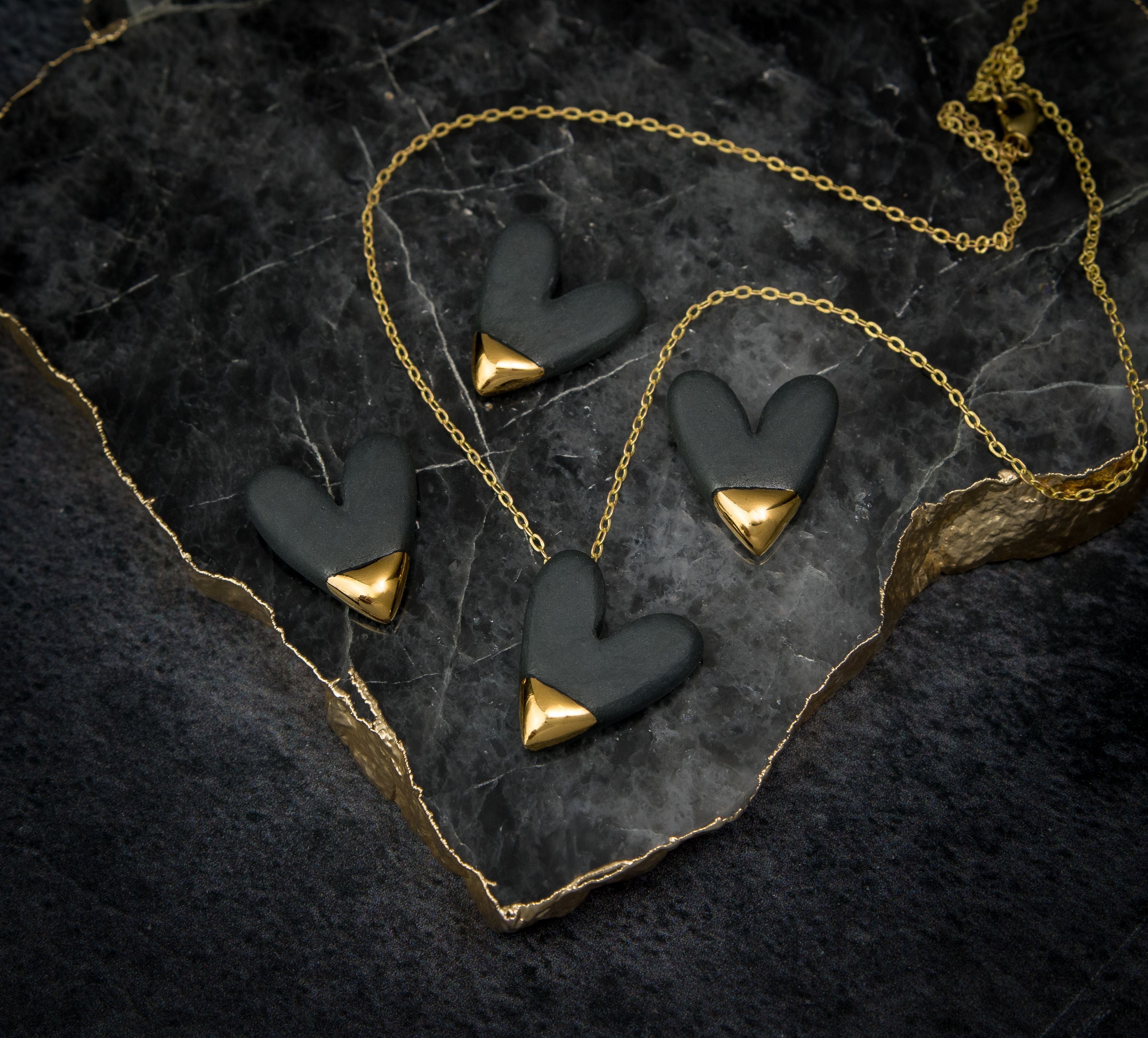 Shadow and Gold Heart Necklace