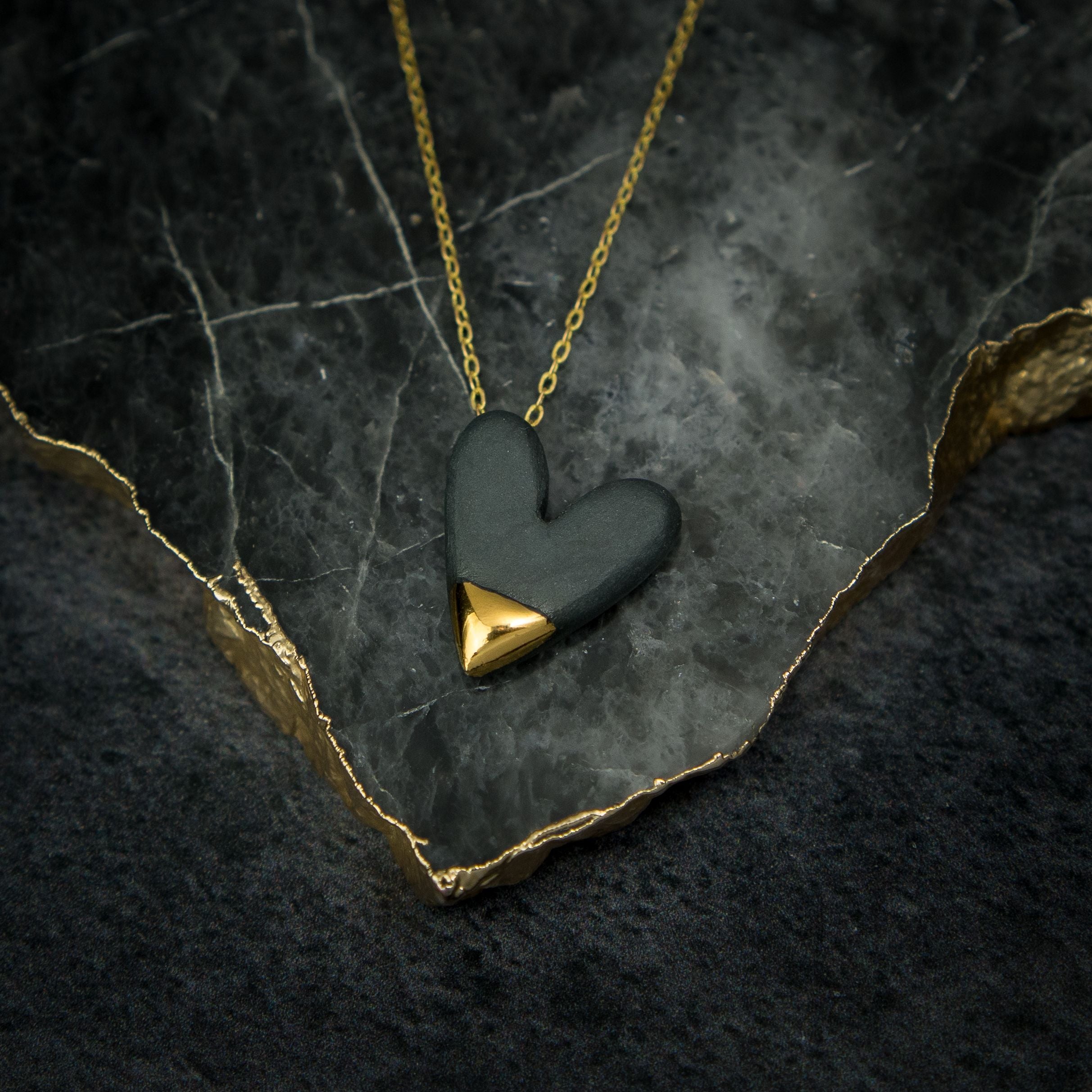 Shadow and Gold Heart Necklace