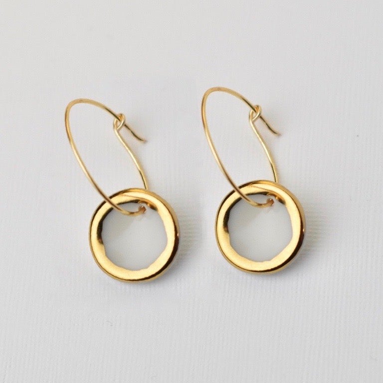Gold and White Halo Earrings