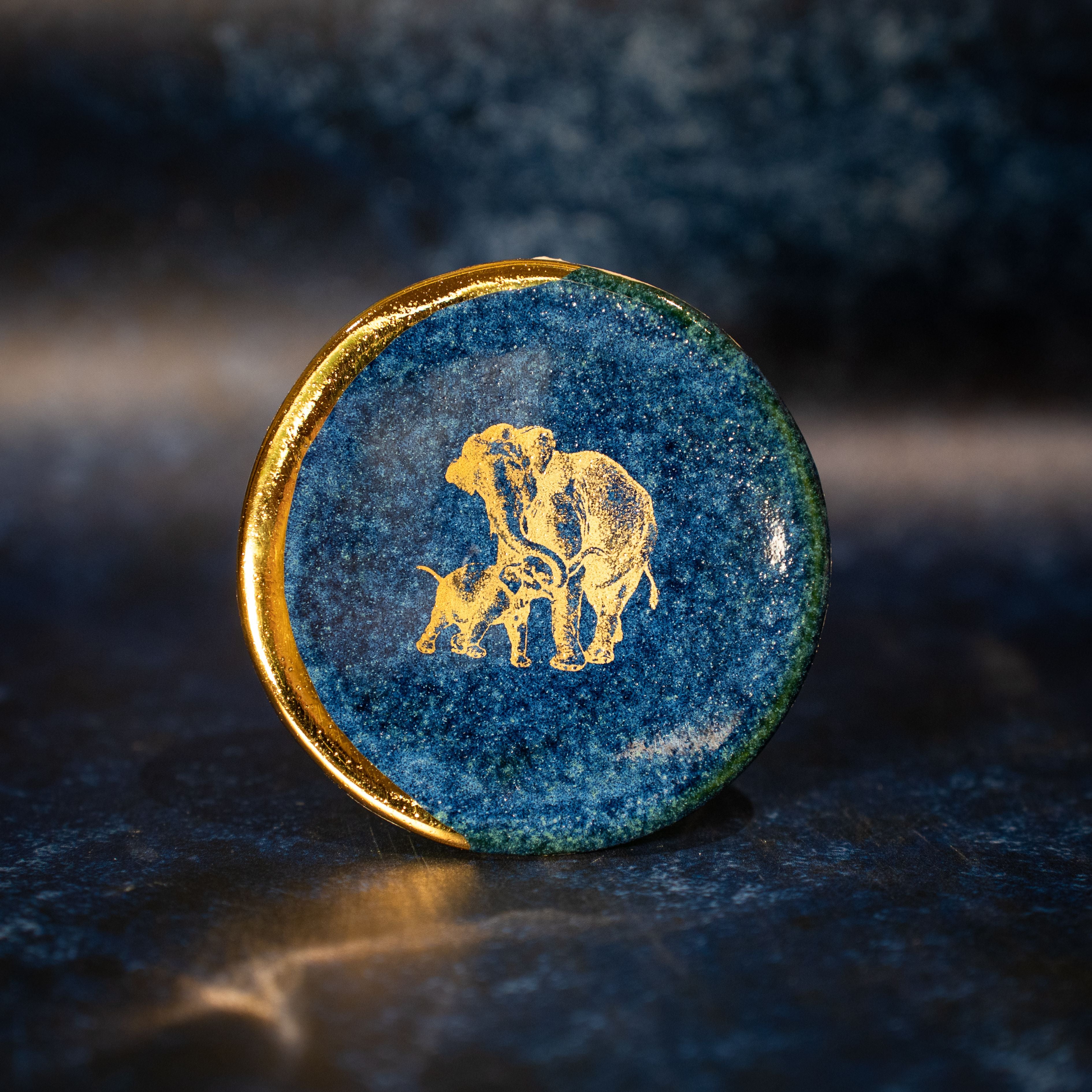 Mother's Day Elephant Ring Dish in Black/Mint/ Blue